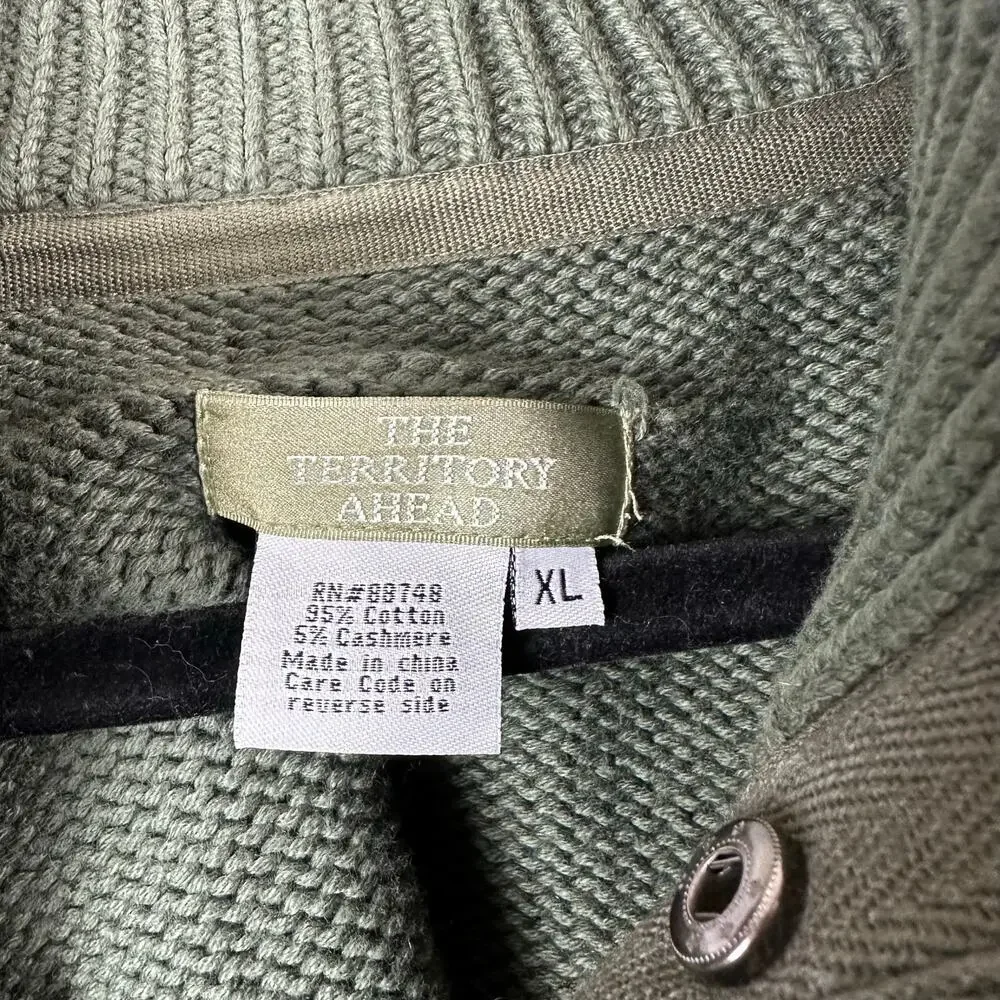 The Territory Ahead Cashmere Blend Henley Mock Neck Sweater Snap Reverse Mens XL